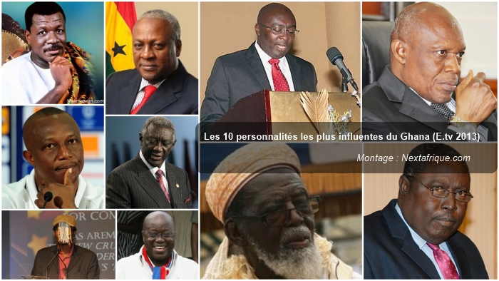 Economistes, chefs religieux, juges, sportifs ou politiques, Nextafrique.com revient sur le parcours des personnalités les plus influentes au Ghana en 2013 selon une enquu00eate de la chau00eene E.tv Ghana.