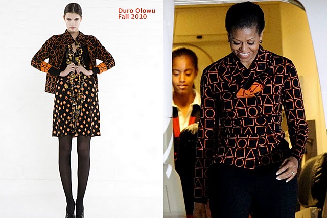 Michelle Obama, a été repérée et photographiée è0 de nombreuses reprises avec des tenues présentant des motifs d'influence africaine